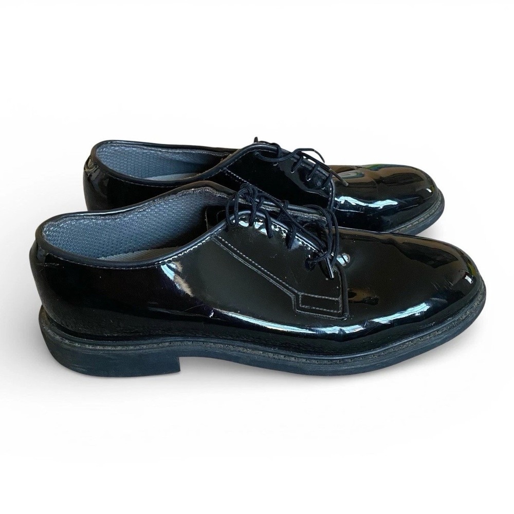 Bates Men 11D Oxford Dress Shoes Black High Gloss Shiny Uniform